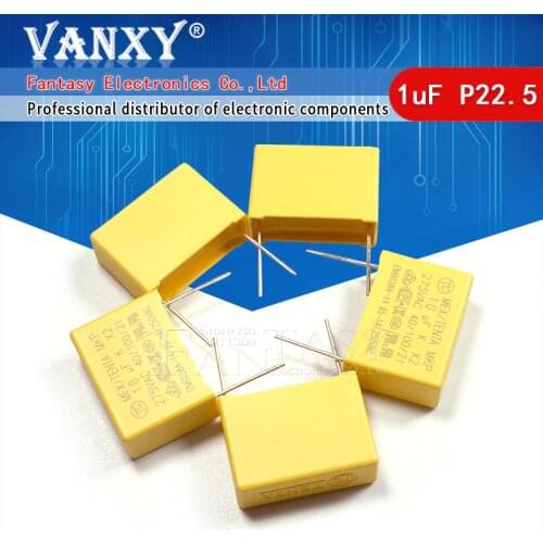 10pcs capacitor X2 capacitor 275VAC Pitch 22.5mm X2 275V Polypropylene film capacitor 1uF