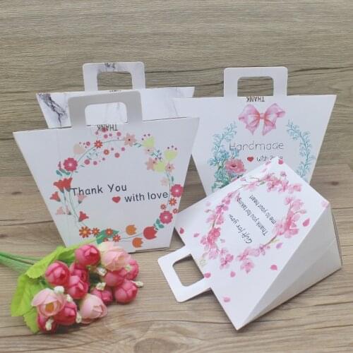 10pc flower style gifts box Merry christmas jewelry packing box Marbling handle box for party suppiles baby show gifts
