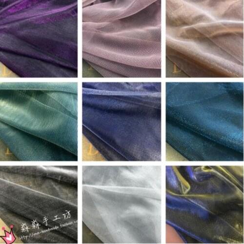 3M 2018 Summer Multicolor Electro-Optic Mesh Fabric Color Flash Point Thin Gauze Fabric Perspective Nightclub Dark Purple Cloth