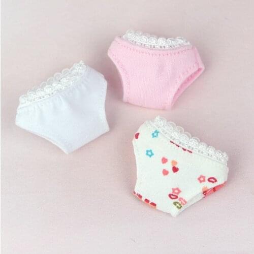 White Panties for Barbie Doll 1/6 BJD Blythe Clothes Cute Pink Barbie Clothes Briefs Accessories Baby Toy Underwear Girl Gift