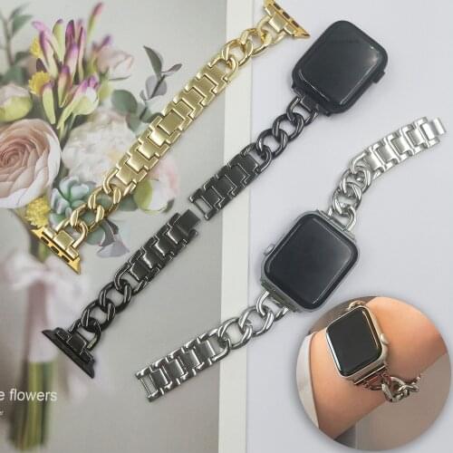 Chain Bracelet for IWatch Series 6 SE 5 4 3 Stainless Steel Watch Band for Apple Watch 40mm 38mm 42mm 44mm Box Metal Wristband
