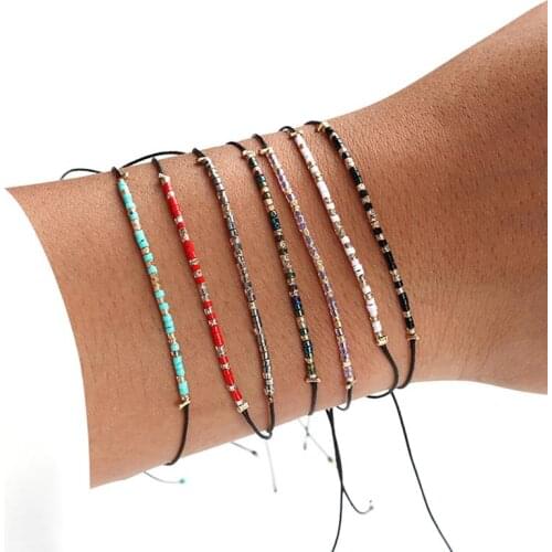 1pc Bohemian Style Bead Decor Bracelet Handmade Adjustable String Bracelet Bead Rope Bracelet Jewelry Accessories For Women