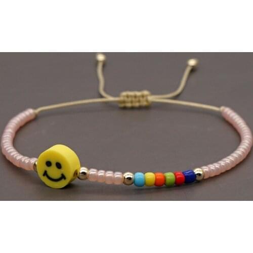 Go2Boho Smiley Bracelet Beaded For Women Jewelry Smile Face Bracelets String Pulseras Adjustable Simple Jewellery