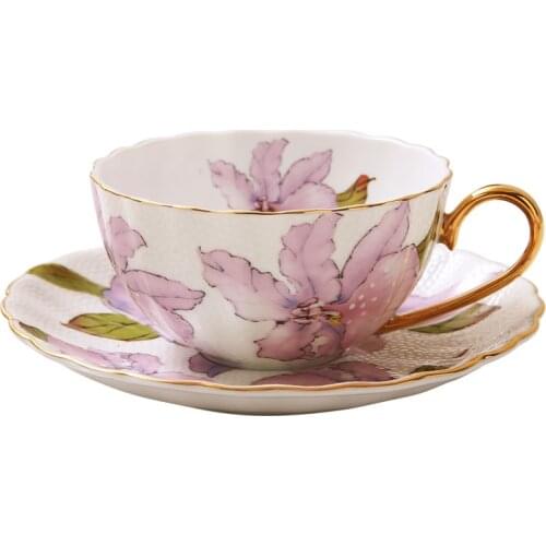 Royal Bone China Tea Cup Saucers Coffee Mugs Luxury Handmade Coffee Cup Porcelain Cute Funny Kubek Kitchen Dining Bar Drinkware