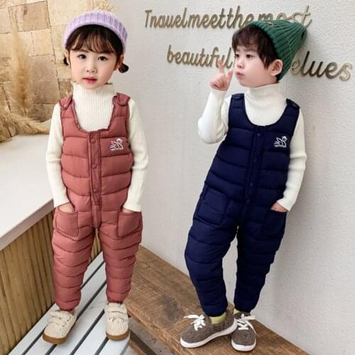 Children down cotton trousers winter/autumn baby girls pants boys jumpsuits kids thickened warm outerwear windproof pants