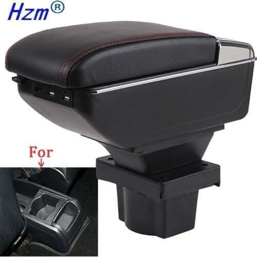 For Skoda Yeti Octavia A5 MK2 2005-2012 Armrest box Dual Layer Rotatable PU Leather Center Console Storage Box Ashtray USB