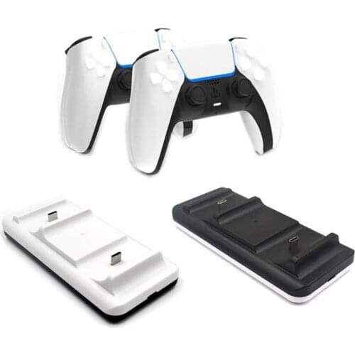 Dual Charger Station Stand Fast Charging Dock Direct Gamepad Base Power Supply and Type C Cable for PS5 Wireless Game Controller