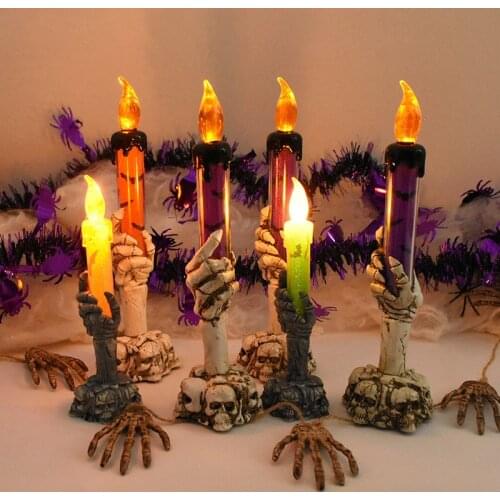 Halloween Ghost Hand Electronic Skeleton Candle Light Smoke-free Night Lights Halloween Party Bar Props Decoration Glitter Lamp