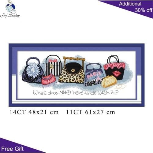Joy Sunday Bag Cross Stitch K172 14CT 11CT Counted and Stamped Home Decor Always Be Short Of A Bag Needlepoint Cross Stitch kits