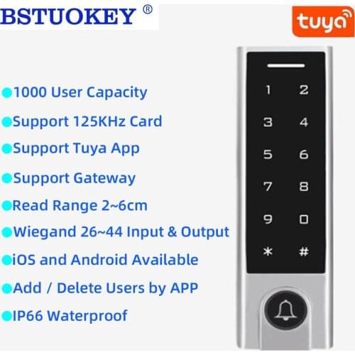 TouchKey bluetooth 4.0 Door Access Control Waterproof IP66 1000 Users Password Opener Proximity Card Tuya APP Door Controller