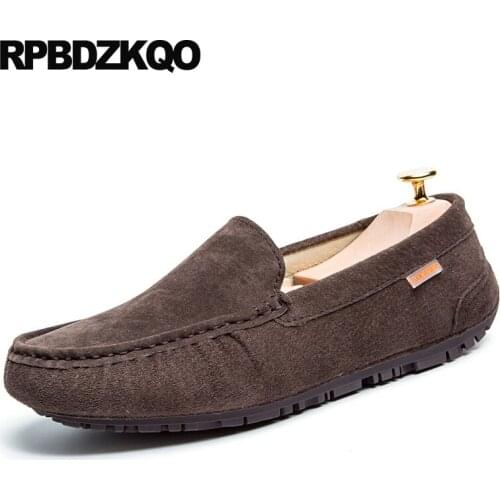 Brown Driving Moccasins Spring Rubber Slip On Suede 2021 New Summer Breathable Men Loafers Casual Soft Soled Flats Shoes Comfort
