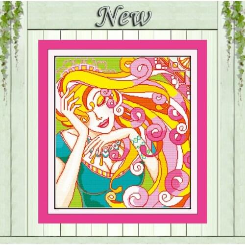 Beauty woman Charming home decor diy painting counted print on canvas DMC 11CT 14CT Cross Stitch kits embroidery needlework Sets