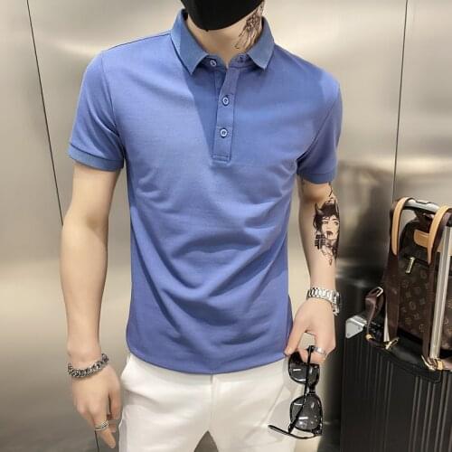 Summer 2021 casual polo shirt mens short sleeve lapel slimming mens color plus size polo shirt