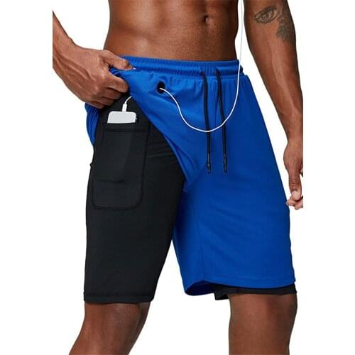 Summer Running Shorts Men 2 in 1 Sports Jogging Fitness Shorts Training Quick Dry Swim Beach Short Pants Mens Gym Workout Shorts