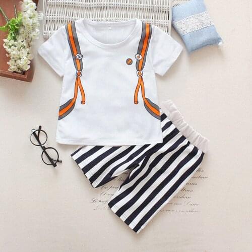 Summer Hot Style Childrens Clothing Set Short Sleeve 2020 New Korean Version of The Cotton Cartoon Boys Baby Suit Pullover