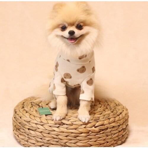 Cute cream bear pattern dog vest clothes for Small Medium Dogs Popular Korean Style Cotton Dog Vest Soft Dog Leisure