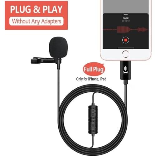 Mini Microphone YC-VM40 Audio Video Recording Lavalier Condenser Microphone Lightning Mic For iPhone X Xr Xs max 8 11 12/iPad