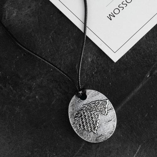 Fashion Round Wolf Heads Choker Necklaces With Rope Chain Animal Wolf Head Pendant Necklace for Men & Boys Jewelry Gift