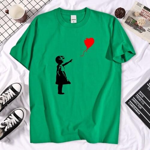 Fashion Banksy T Shirts Men 2021 Funny Float Balloon Girl T-Shirt Casual Cotton Men Short Sleeve Tshirt Soft Raglan Tops Tees