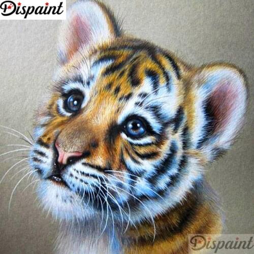 Dispaint Full Square/Round Drill 5D DIY Diamond Painting "Animal tiger" Embroidery Cross Stitch 3D Home Decor A11948