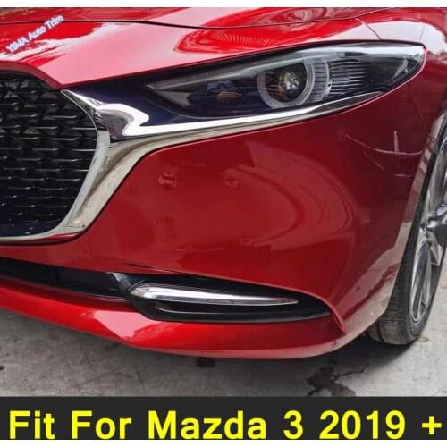 Exterior Car Front Fog Lamp Light Cover Trims Strips Decoration Molding Garnish Fit For Mazda 3 2019 - 2021 ABS Accessories