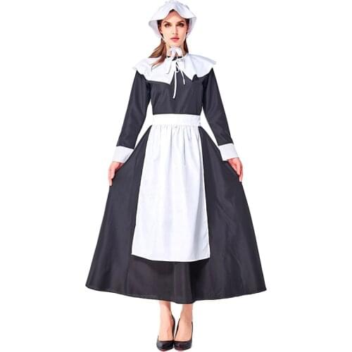 Last Century European and American Farm Life Clothing Black Maid Farm Maid Pilgrim Party Clothing