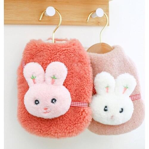 Dog Clothes Cute Fleece Coat Warm Dog Clothing Puppy Vest Pullover With Rabbit Doll Pet Apparel For Small Medium Large Dogs