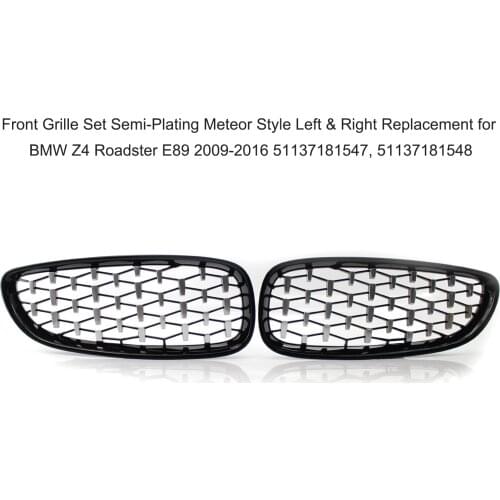 Front Grille Set Semi-Plating Meteor Style Front Left & Right for BMW Z4 Roadster E89 2009-2016 51137181547, 51137181548