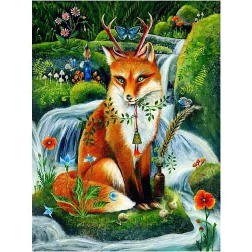 Scenery Waterfall Embroidery Mosaic Animal Fox Diamond Painting Kits Beads Picture Wall Paper Rhinestones Drawing Christmas Gift