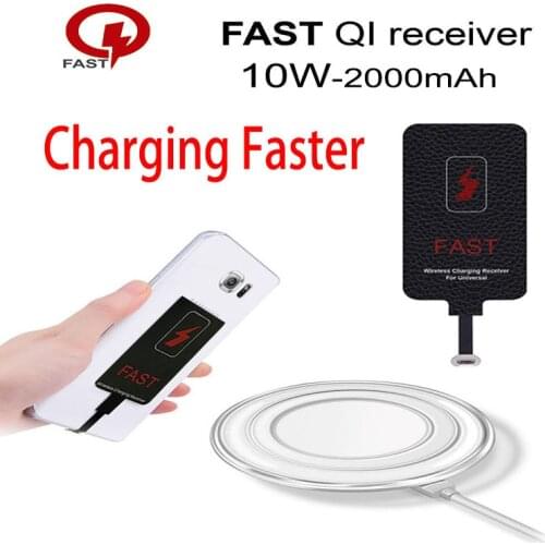 10W Qi Fast Wireless Charger Receiver,2000mAh Wireless Charger Adapter for iphone/Samsung/Xiaomi/Huawei ,and All Non-Qi phones