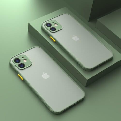 Shockproof Armor Matte Case For iPhone 11 12 Pro Max Xs Max XR X 6 7 8 Plus Luxury Ultra Thin Bumper Clear Hard PC Cover Funda