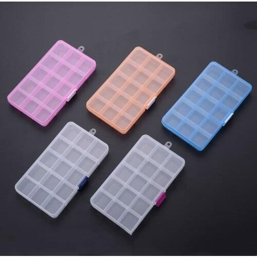 15Gird Transparent Plastic Storage Jewelry Box Compartment Adjustable Container Beads Earring Box For Jewelry Nail Accessories