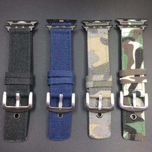 Camouflage Woven Nylon Canvas Sports Band for Apple Watch 38mm 42mm Bands Replacement Watchband Strap for Iwatch 40mm 44mm