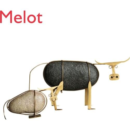 Master Handmade Lucky Good Taste Modern Luxury Creative Wrought Iron Animal Cow Office Study Living Room TV Cabinet Decoration