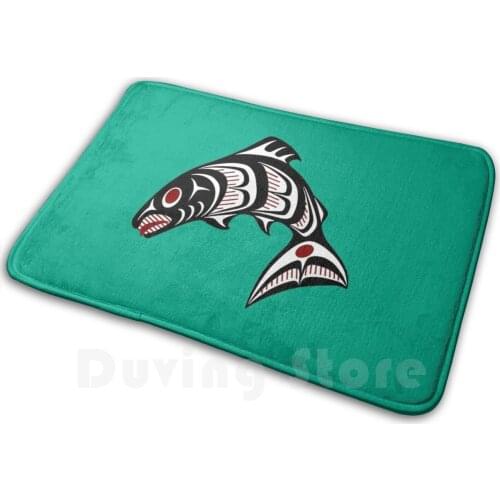 Northwest Pacific Coast Art Salmon Carpet Mat Rug Cushion Soft Non - Slip Northwest Coast Salmon Pacific First
