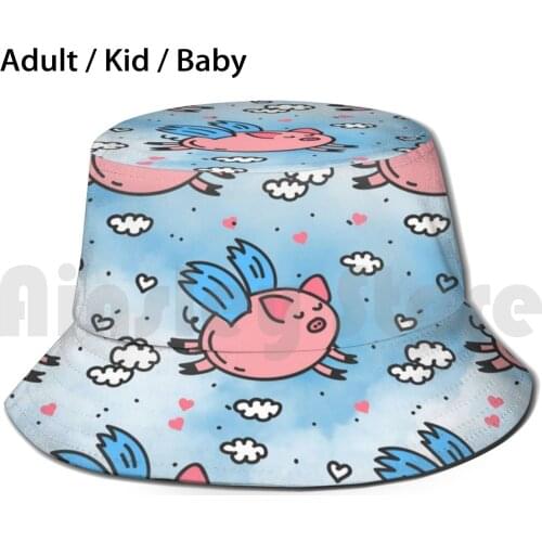 Flying Pigs Sun Hat Foldable UV Protection Flying Pigs Angel Pigs When Pigs Fly Pig Piggy Pink Pig Winged Funny Gag Joke
