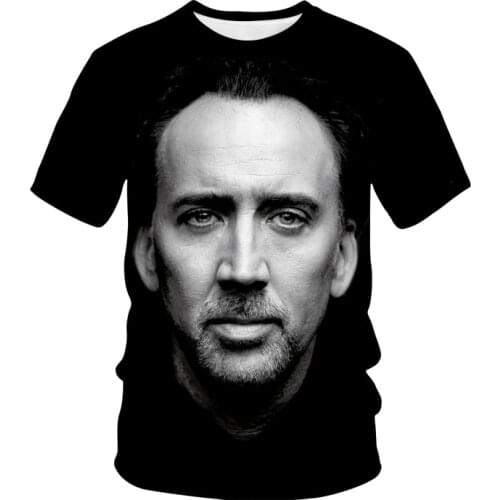 Actor Nicolas Cage Brand New T-shirt Street Fashion Mens T-shirt Harajuku Cartoon Children T-shirt Clothing Tops