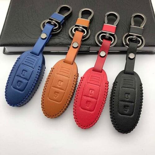 Leather 3 Bfutton car Smart key fob cover case Bag skin For Nissan Infiniti EX FX G25 G37 FX35 EX25 EX35 FX37 EX37 Q60 QX50