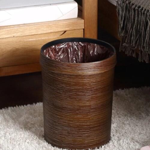Household Retro Round Trash Can Home Bucket Garbage Bin Hotel Living Room Office Wastebasket Cans Recycling Bin for Home