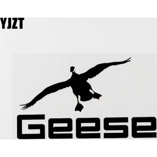 YJZT 18.6CM×10.8CM Fun Flying Animal Geese Vinyl Car Sticker Decal Black/Silver 8C-0464