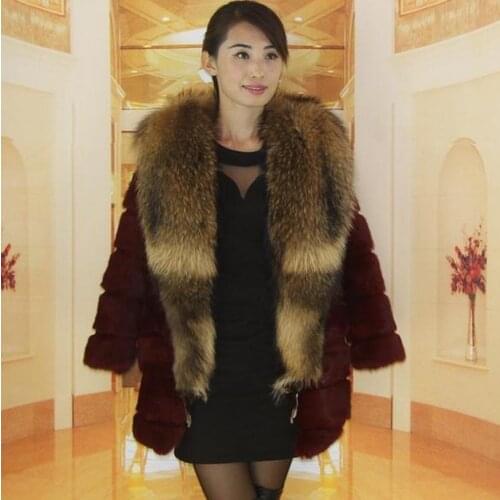 100% natural fur Complete fur cold winter jacket women real raccoon fur Sable collar winter coat women fashion casual