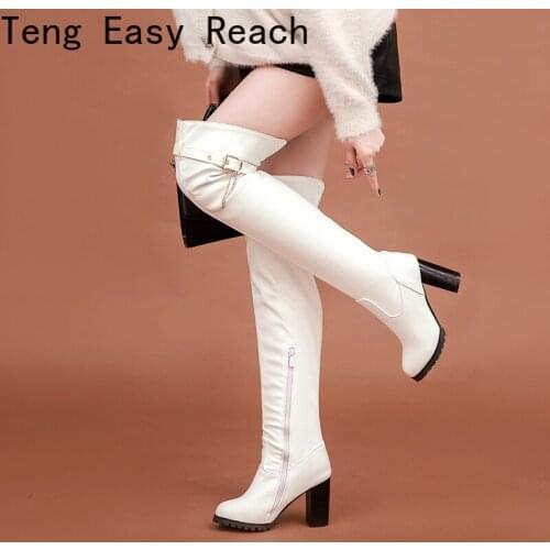 2021 Winter Women Over The Knee High Boots Women Skidproof Sole Cosy Chunky Heels Fashion Stylish Leisure Cool Long Boots 33-46