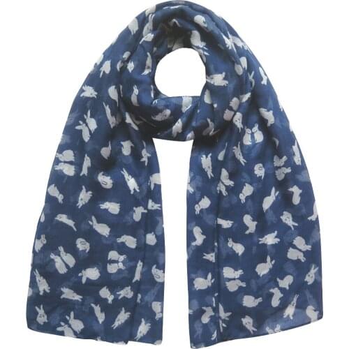 Cute Rabbit Bunny Animal Print Womens Scarf Shawl Wrap Large Size Soft Lightweight Gift Accessory
