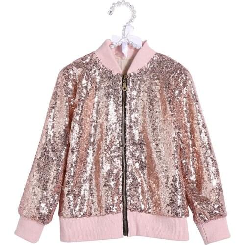 Winter Clothes for Kids Girl 2020 Autumn Childrens Jacket Stand-collar Sequined Tops Fashion Girls Clothes To Keep Warm Jackets