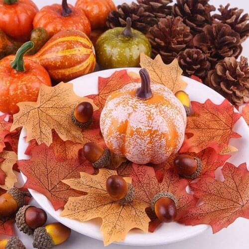 166pcs Artificial Pumpkin Fall Harvest Decor Props Simulation Gourd Acorn Berries Maple Leaf Halloween Decoration Home Decor