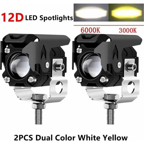 2PCS 12D Led Work Light 120W Dual Color White Yellow Spotlights Fog Lamp for 4WD ATV SUV Trucks 4x4 Motorcycle Driving Light Bar