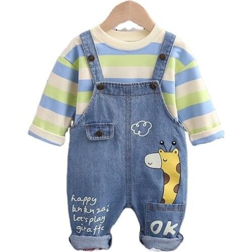 New Spring Autumn Baby Girl Clothes Fashion Children Boys Casual T-Shirt Overalls 2Pcs/se Toddler Cotton Costume Kids Tracksuits