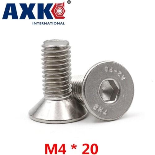 2021 Fastener Round Stainless Steel Rod Axk 20pcs Authentic 304 Stainless Steel Countersunk Head Allen Screw Flat Bolts M4 * 20