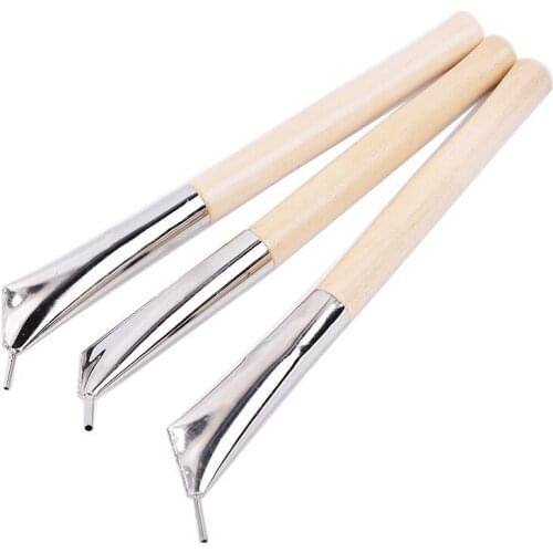 3PCS/Set Wooden Handle Tool Art Clay Pottery Printing Batik Knives Pens Hot Wax Wooden Needle Sculpture Craft Pottery Tool