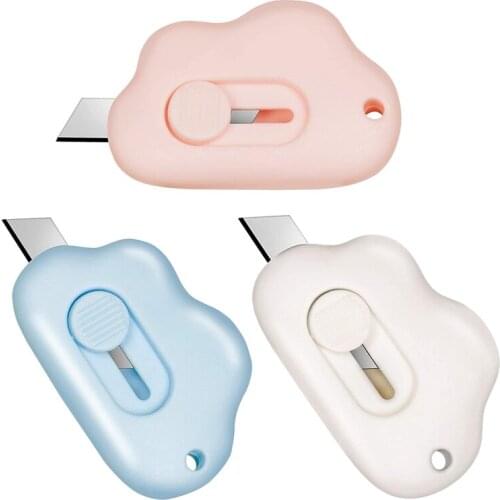 3 Pcs Mini Utility Knives Box Cutter Retractable Letter Opener Carton Opener (Pink/Blue/White)